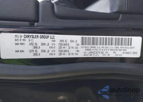 2011 Jeep Grand Cherokee Laredo из США, поврежденный, VIN 1J4RR4GG1BC701360